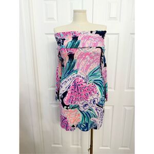 Lilly Pulitzer Womens Multi All That She Wants Off Shoulder Trisha Dress Medium